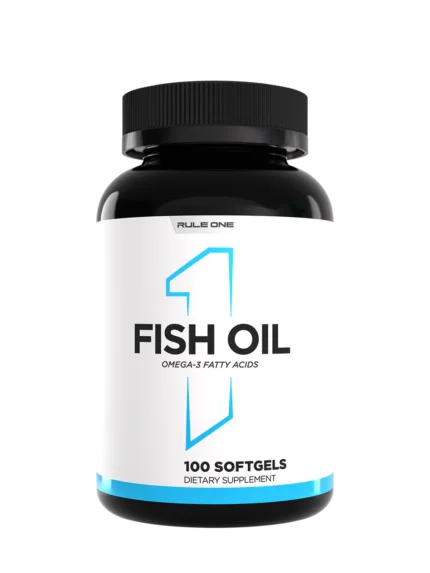 Rule 1 Fish Oil – 100 softgels packed with Omega-3 for heart, brain, and joint health. Now available in Pakistan with free delivery at Hustler Nutrition.